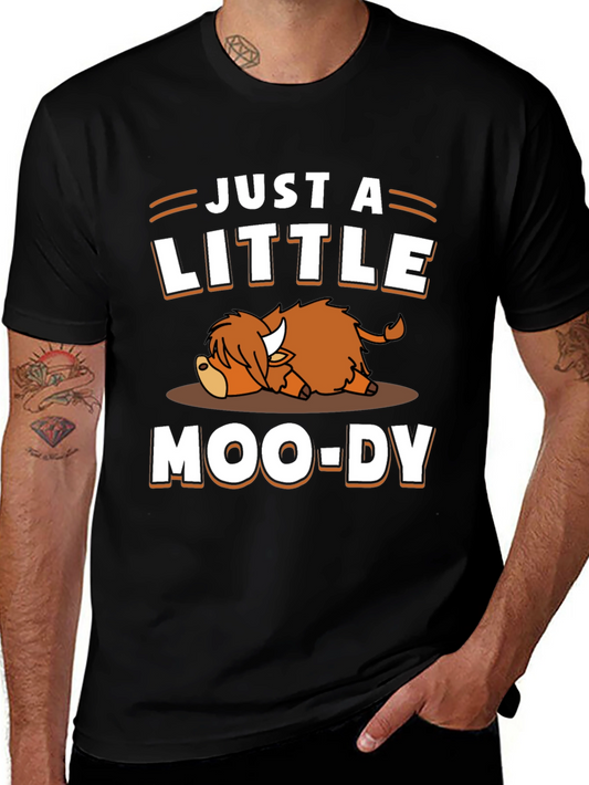Just a Little Moo-Dy T-Shirt - Cute Highland Cow Tee