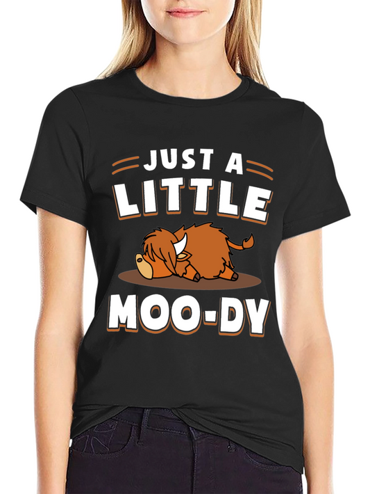 Just a Little Moo-Dy T-Shirt - Cute Highland Cow Tee