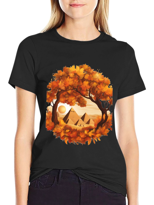 Egyptian Pyramid Graphic Tee - Autumn Trees
