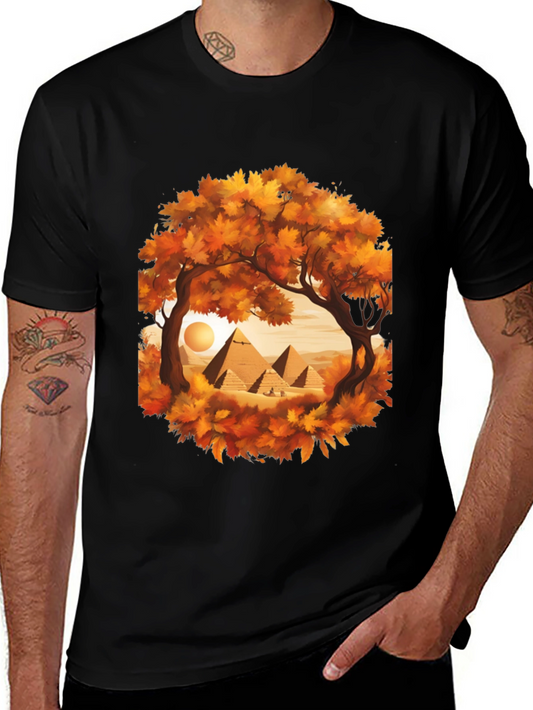 Egyptian Pyramid Graphic Tee - Autumn Trees