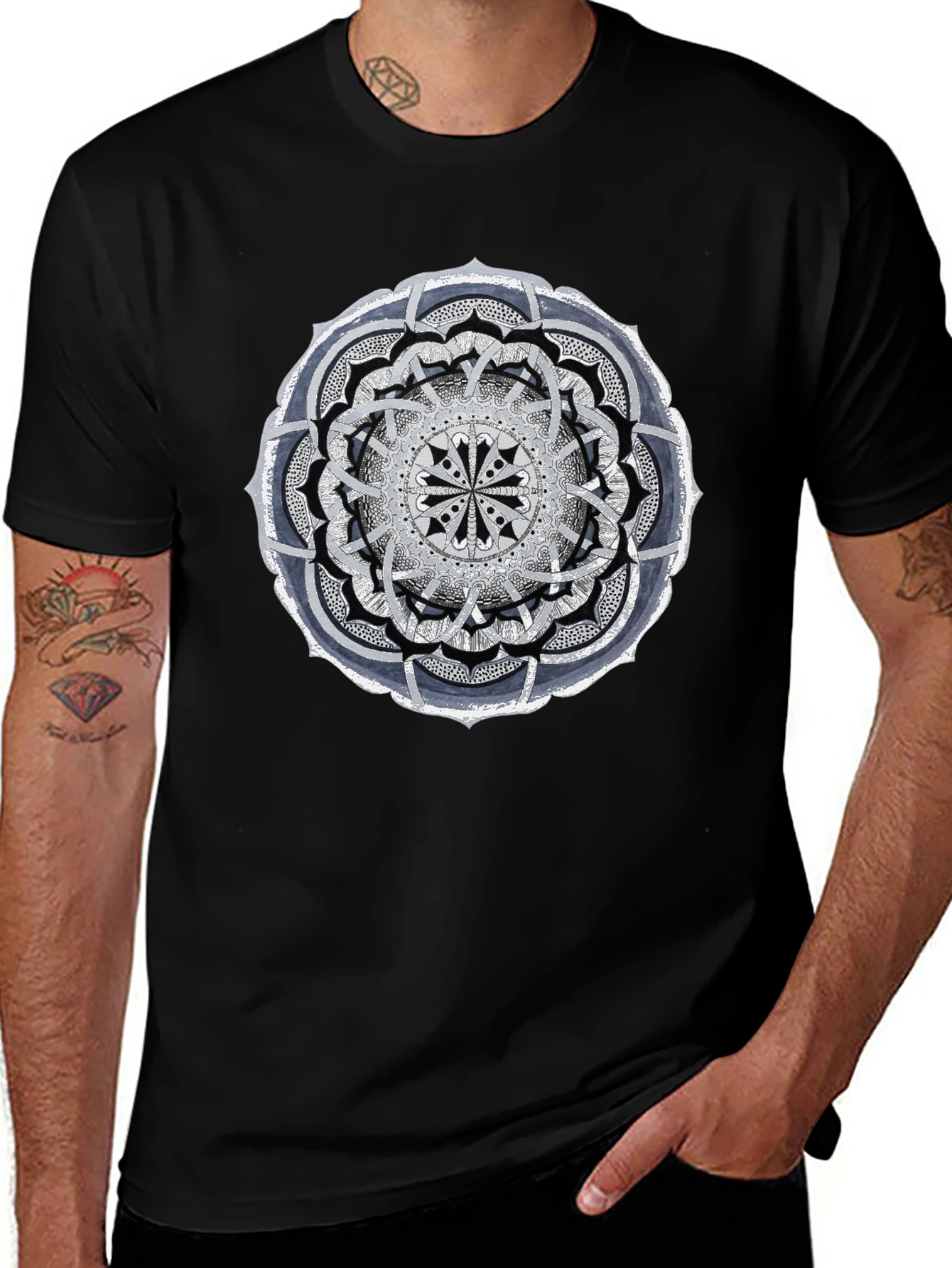 Mandala Graphic Tee - Stylish Black Cotton T-Shirt