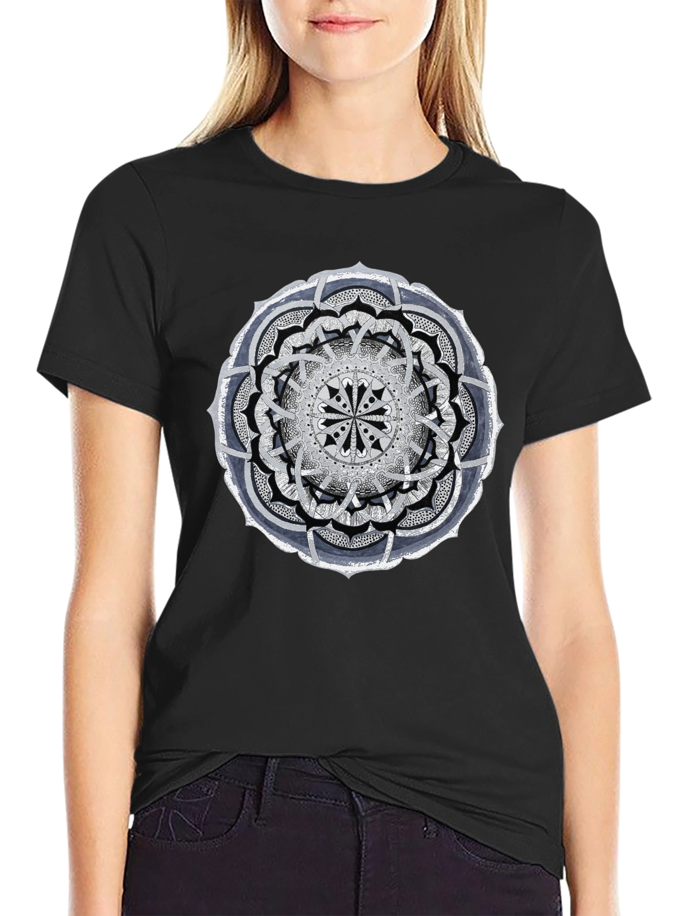 Mandala Graphic Tee - Stylish Black Cotton T-Shirt