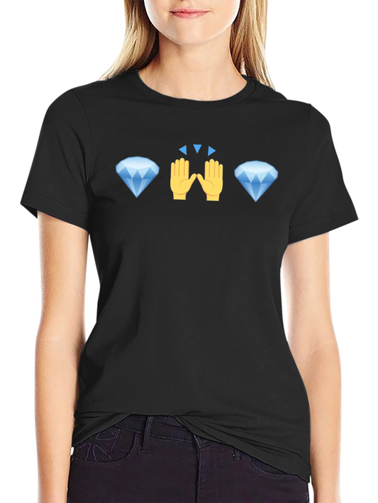Diamond Hand Emoji Graphic Tee - Black