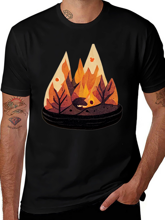 Autumn Campfire Graphic Tee - Black