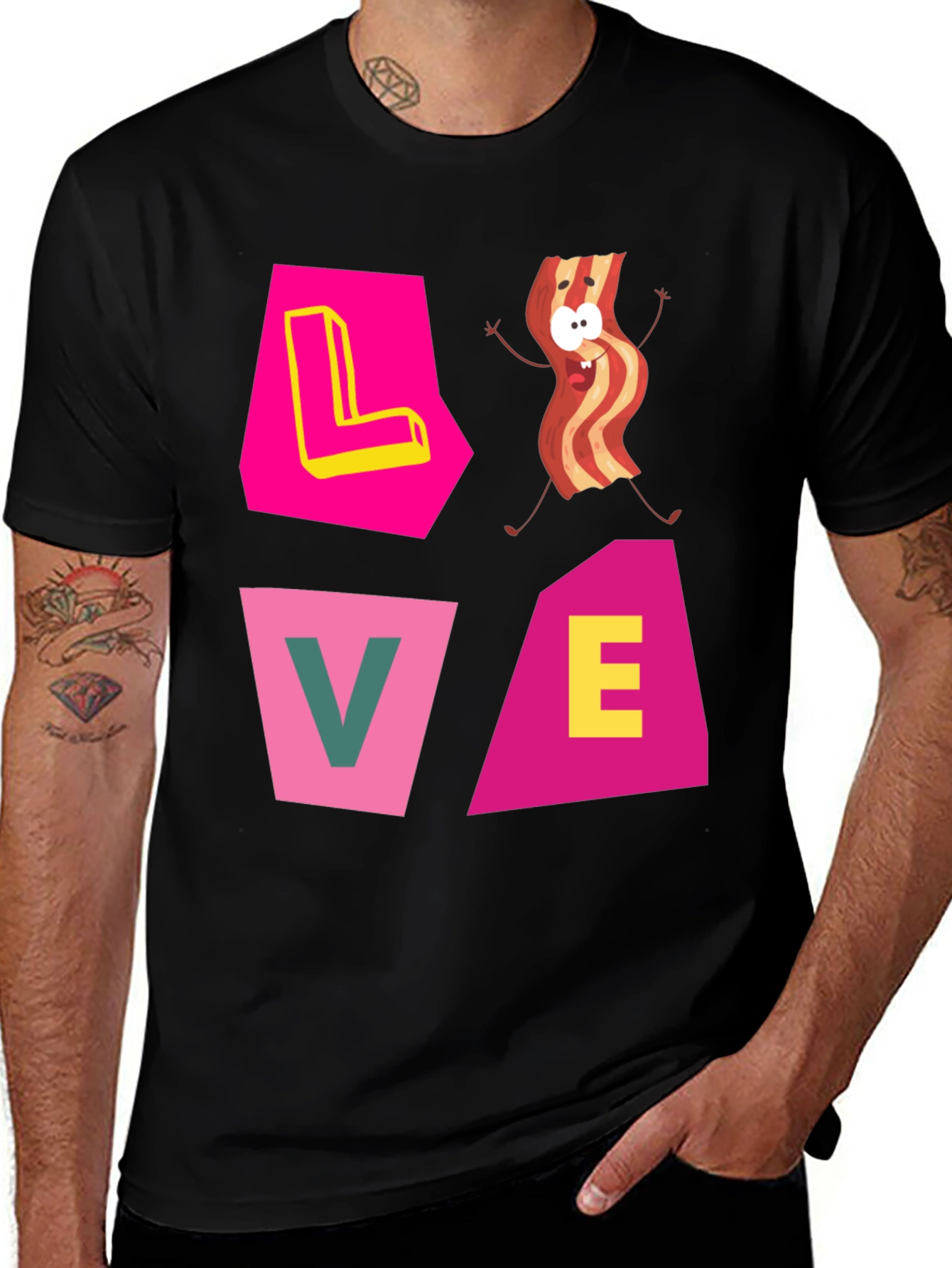 Love Bacon Graphic T-Shirt - Novelty Tee