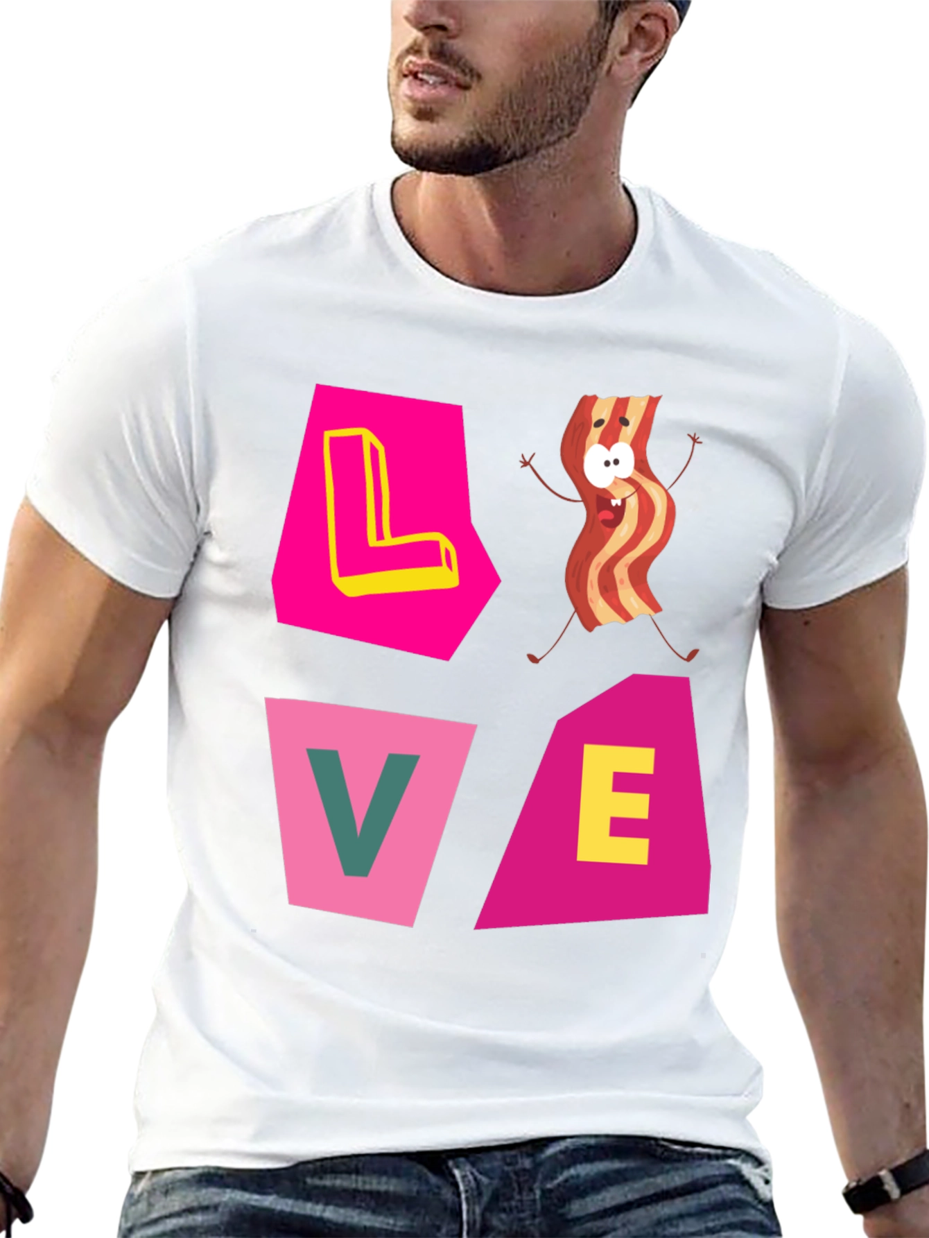 Love Bacon Graphic T-Shirt - Novelty Tee