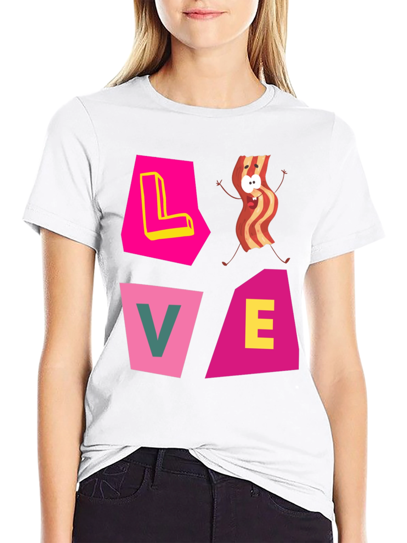 Love Bacon Graphic T-Shirt - Novelty Tee