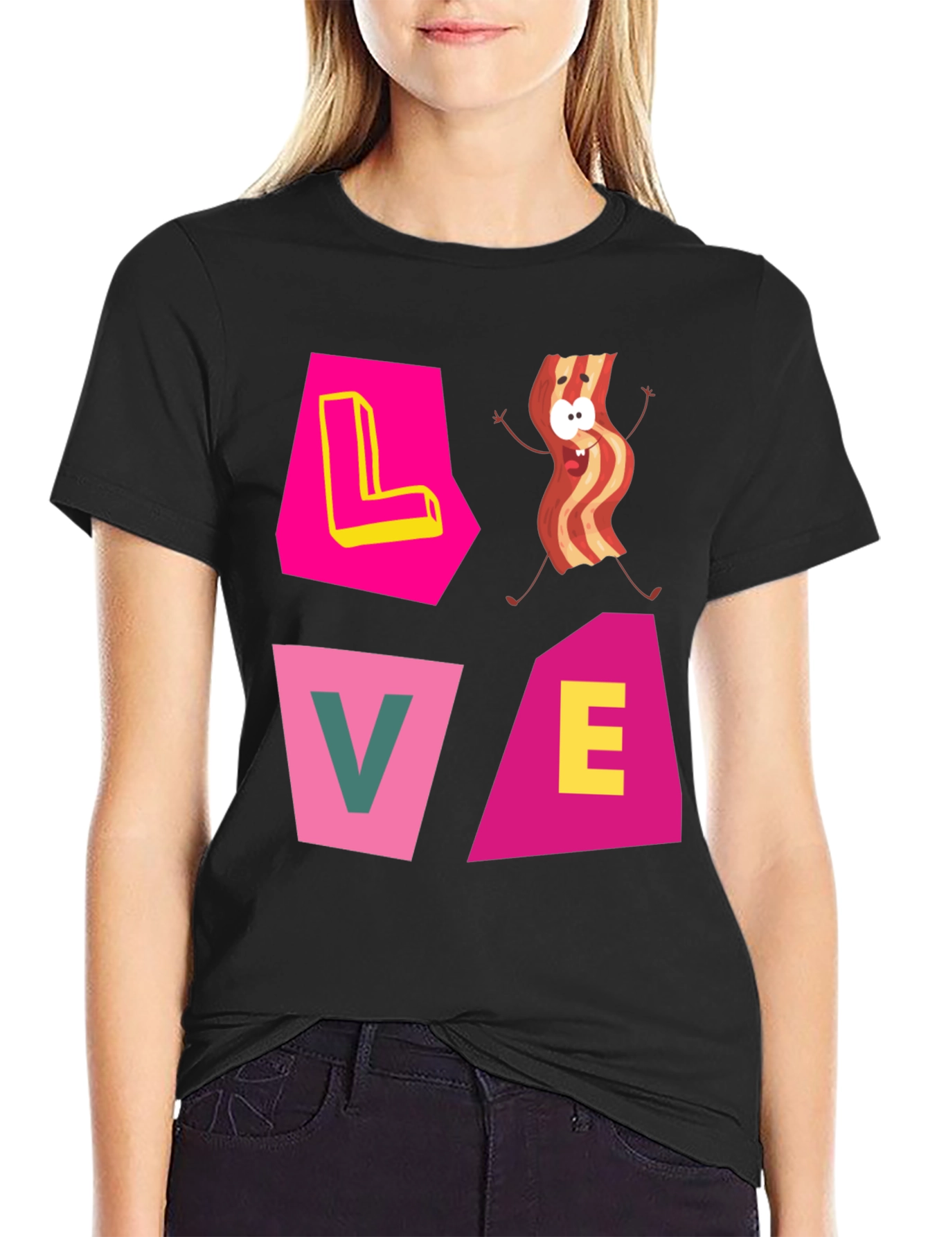 Love Bacon Graphic T-Shirt - Novelty Tee