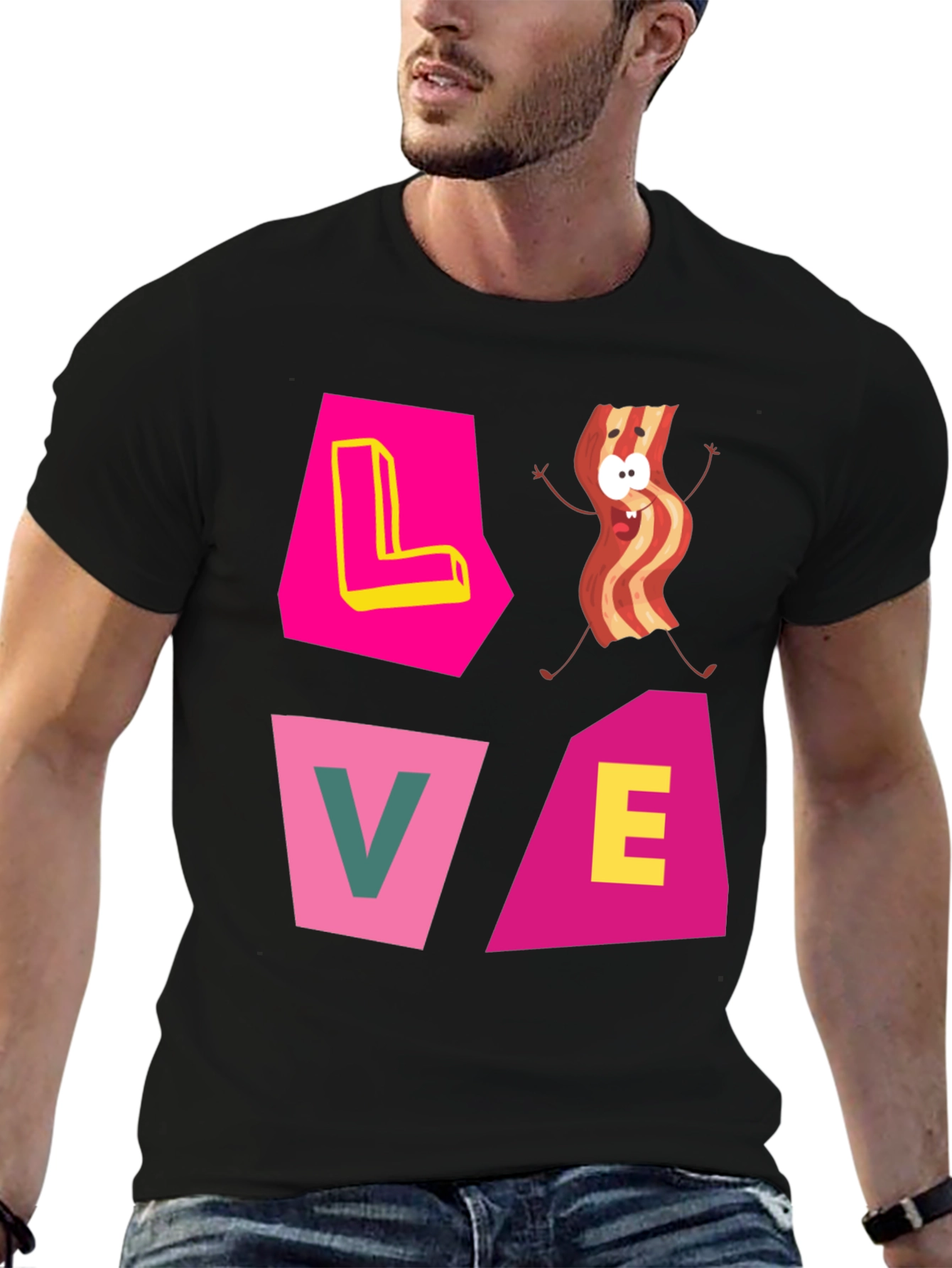 Love Bacon Graphic T-Shirt - Novelty Tee
