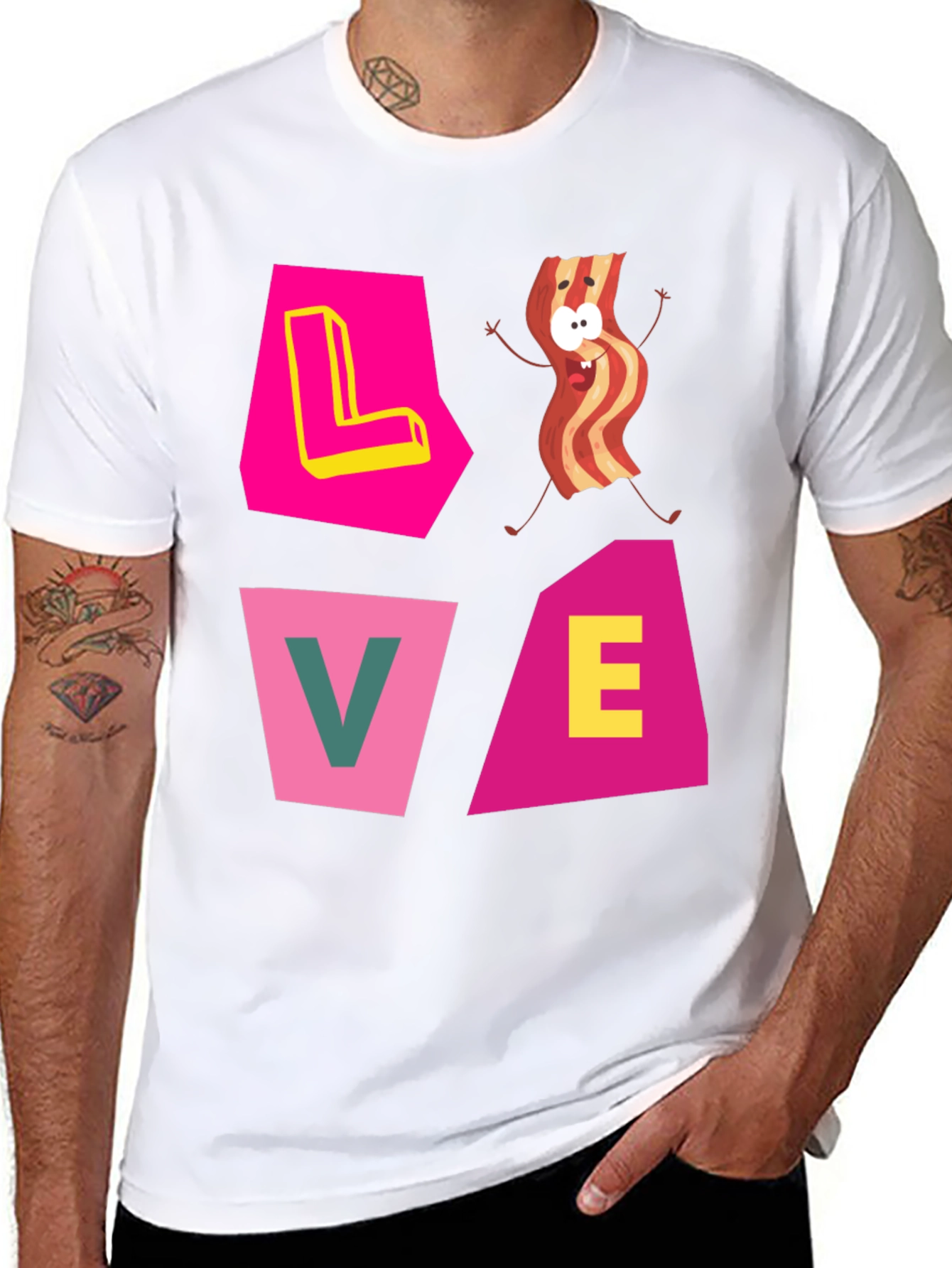 Love Bacon Graphic T-Shirt - Novelty Tee