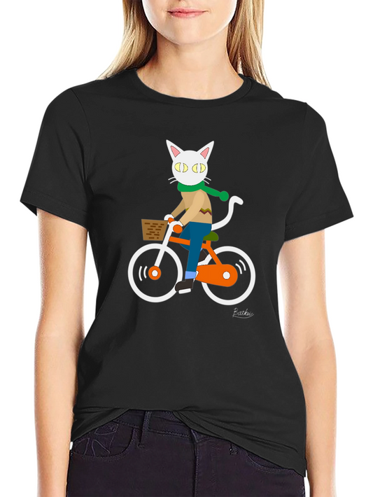 Cat on a Bike Graphic Tee - Fun Novelty T-Shirt