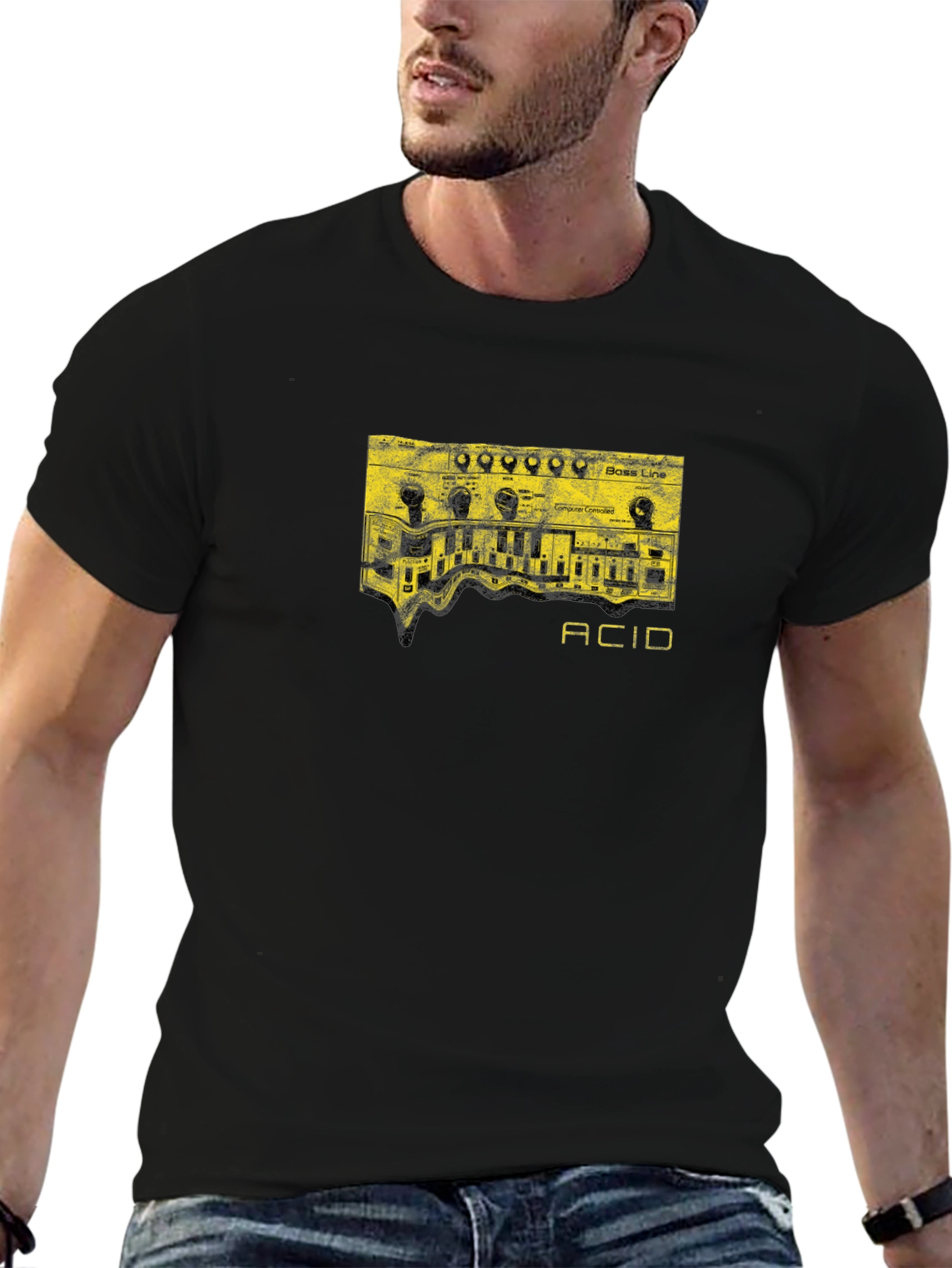 Acid Bass Line Graphic T-Shirt - Black