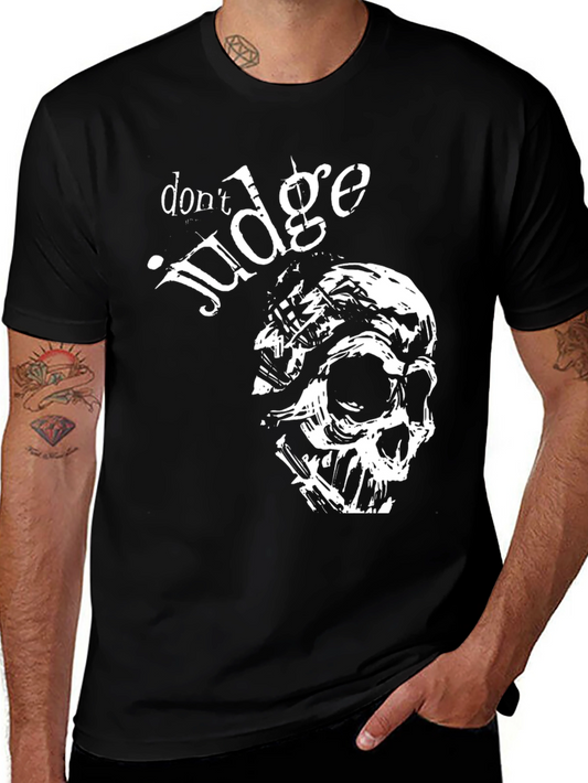 Dont Judge Skull Graphic Tee - Black Crew Neck