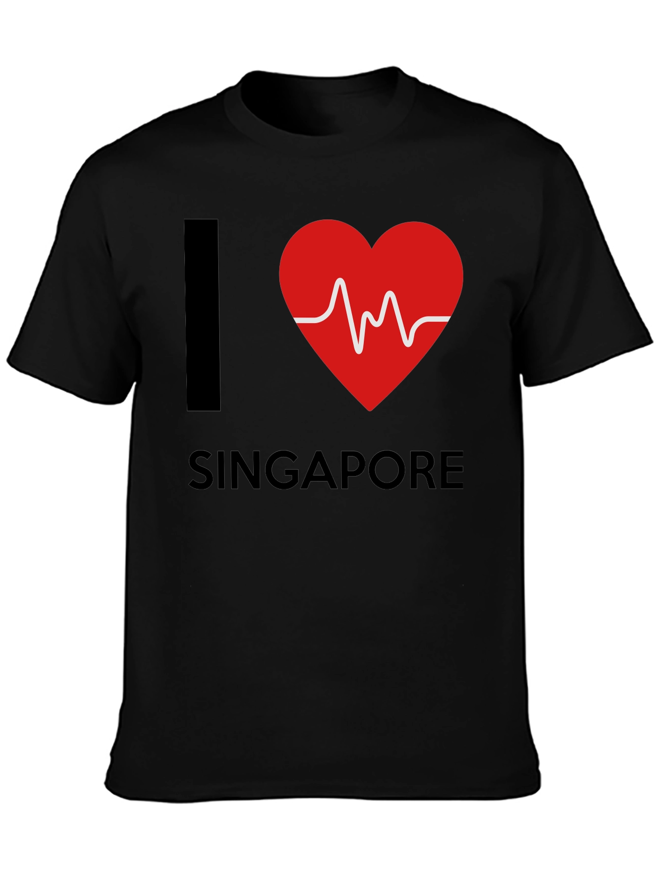 I Love Singapore T-Shirt - Heartbeat Design