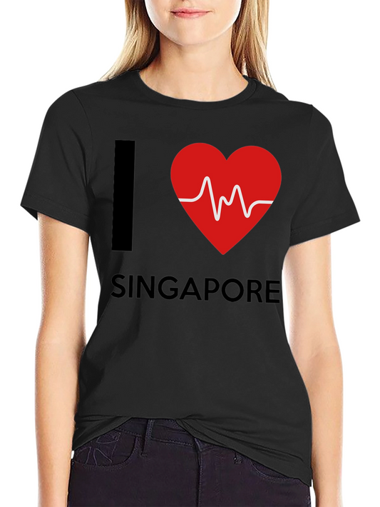I Love Singapore T-Shirt - Heartbeat Design