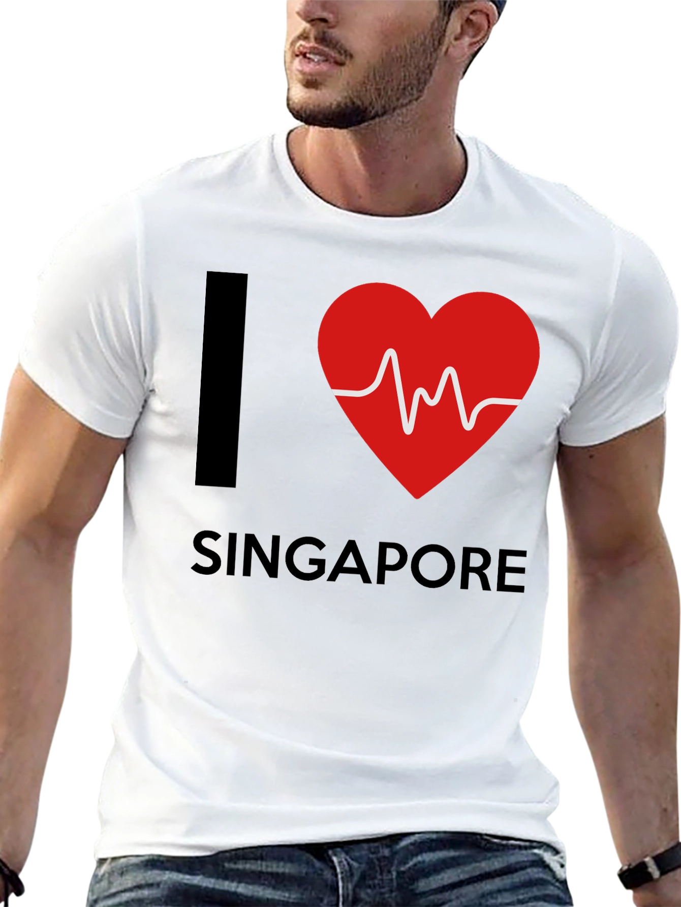 I Love Singapore T-Shirt - Heartbeat Design