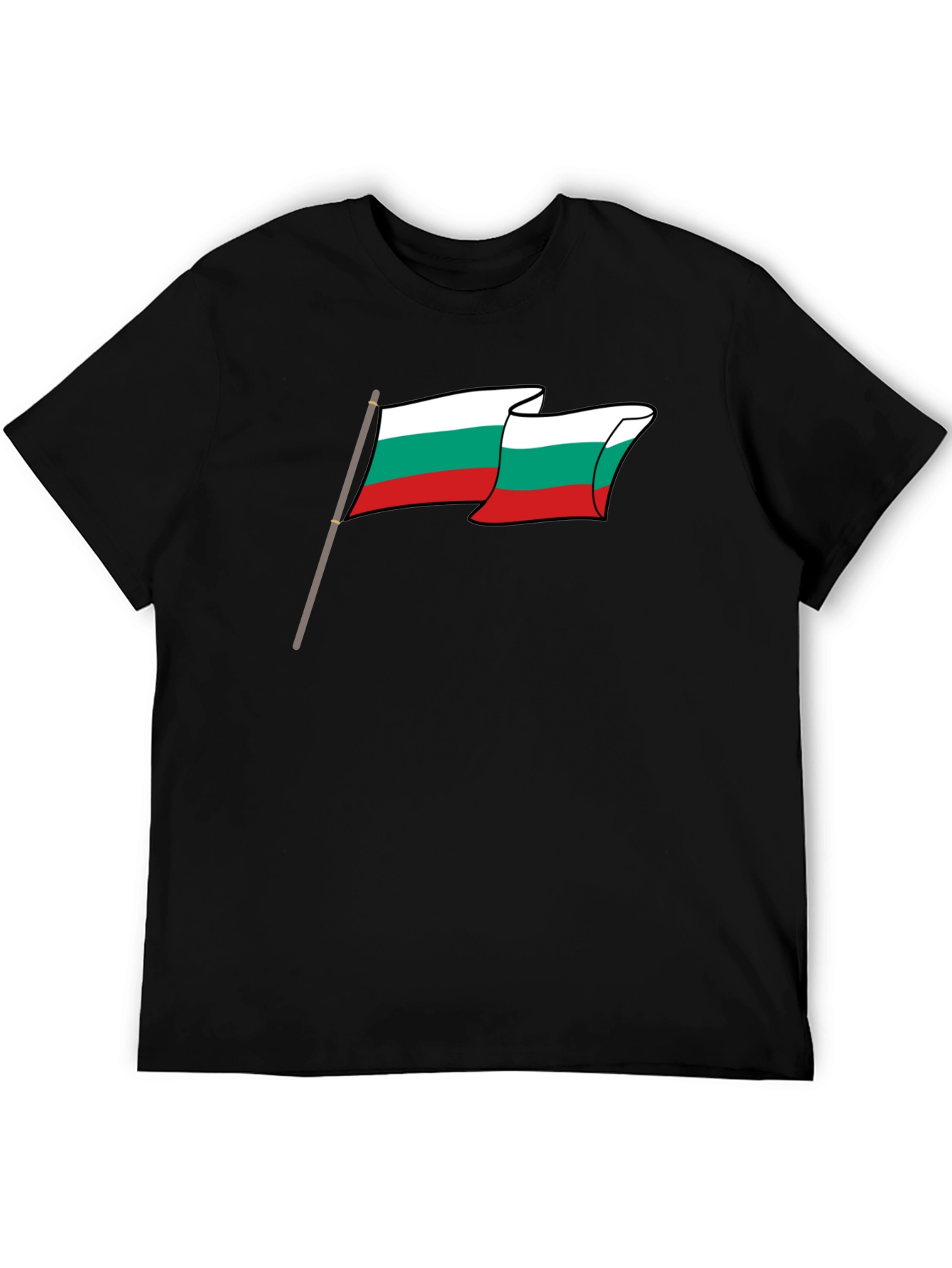 Bulgaria Flag Graphic Tee - Black Cotton T-Shirt