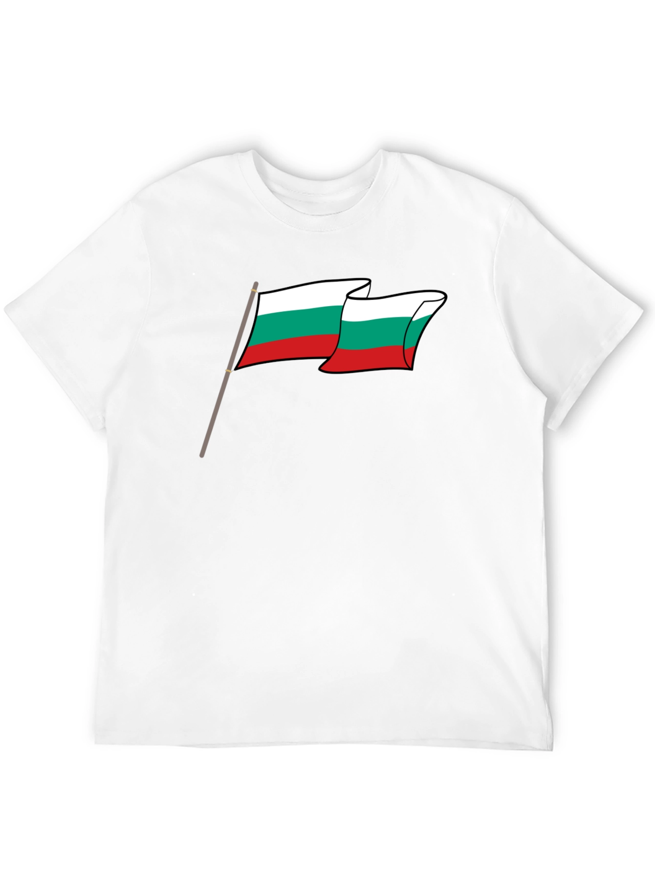 Bulgaria Flag Graphic Tee - Black Cotton T-Shirt