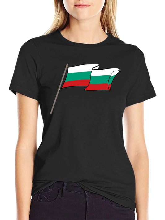 Bulgaria Flag Graphic Tee - Black Cotton T-Shirt