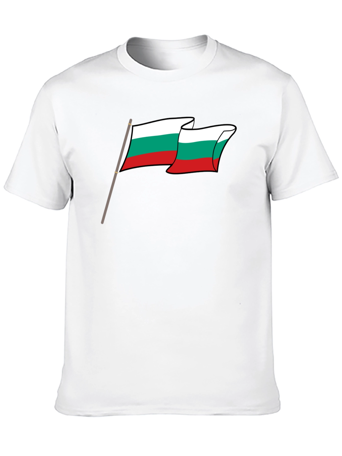 Bulgaria Flag Graphic Tee - Black Cotton T-Shirt