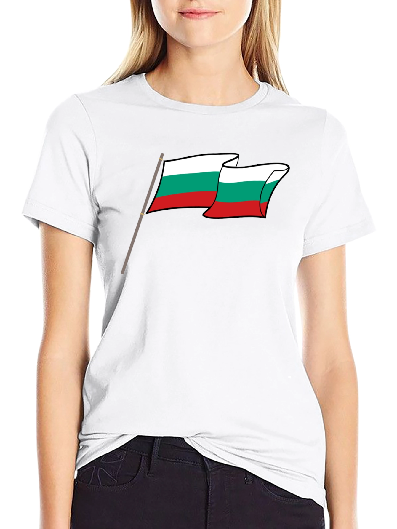 Bulgaria Flag Graphic Tee - Black Cotton T-Shirt