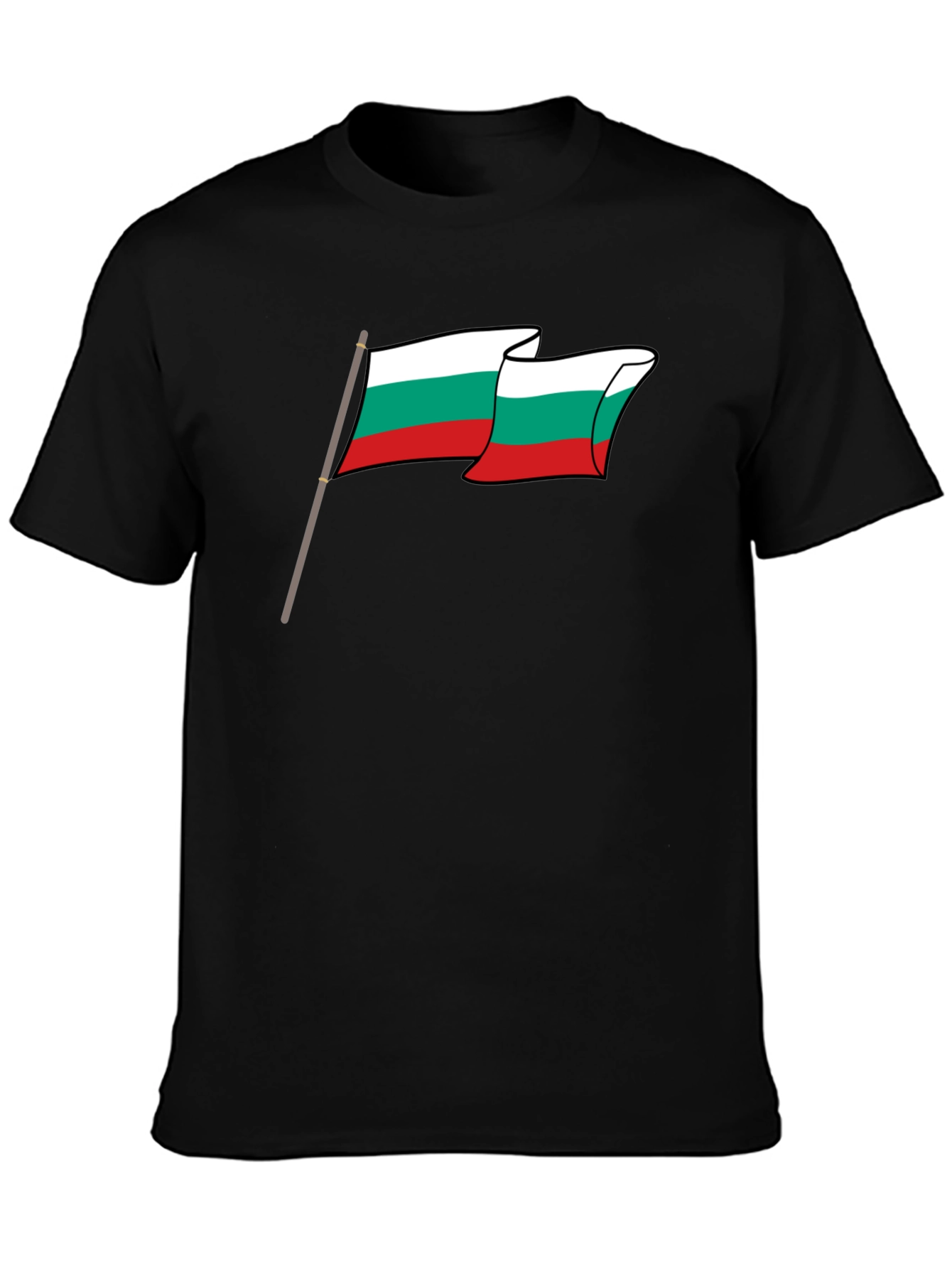 Bulgaria Flag Graphic Tee - Black Cotton T-Shirt