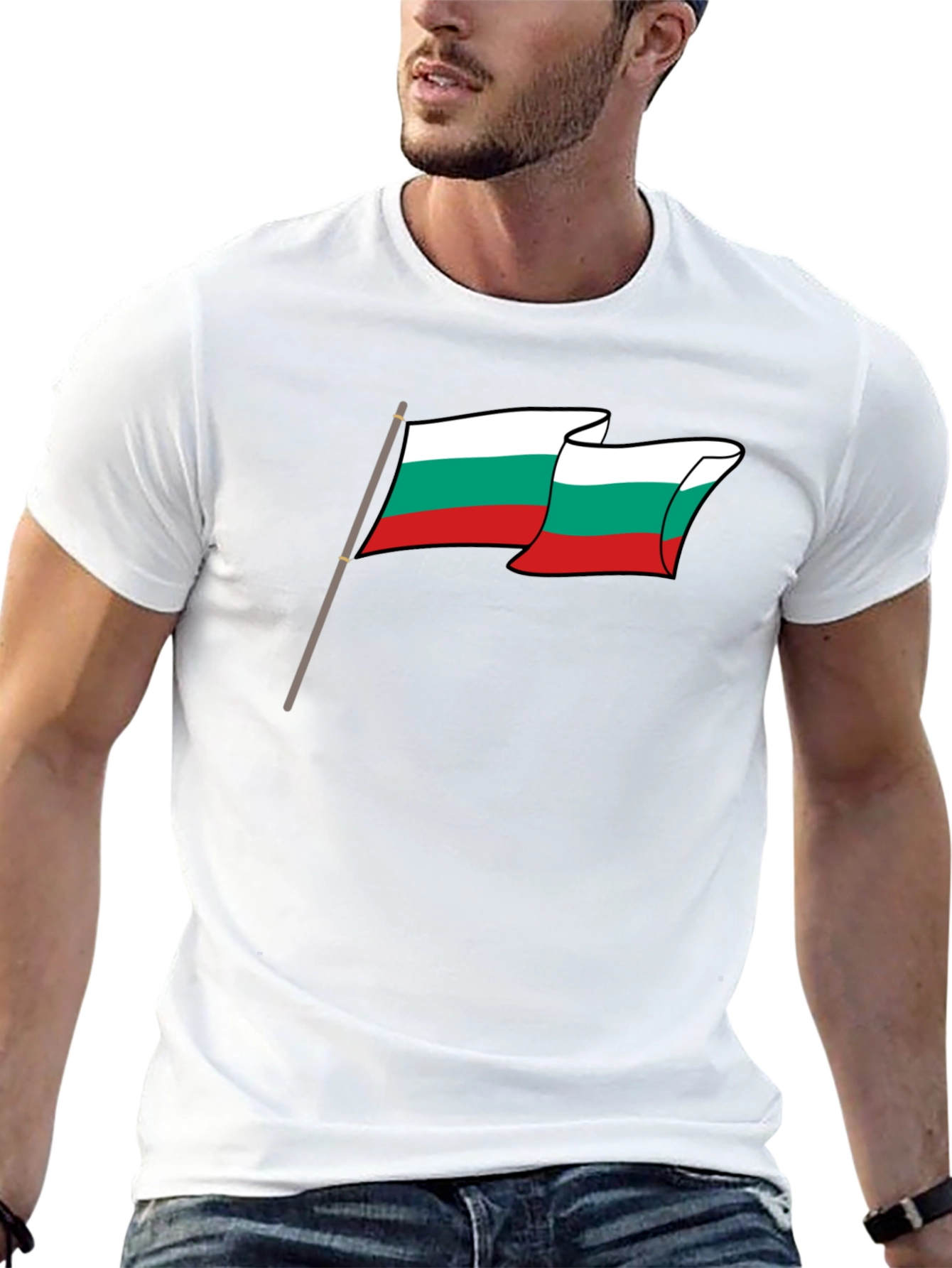 Bulgaria Flag Graphic Tee - Black Cotton T-Shirt