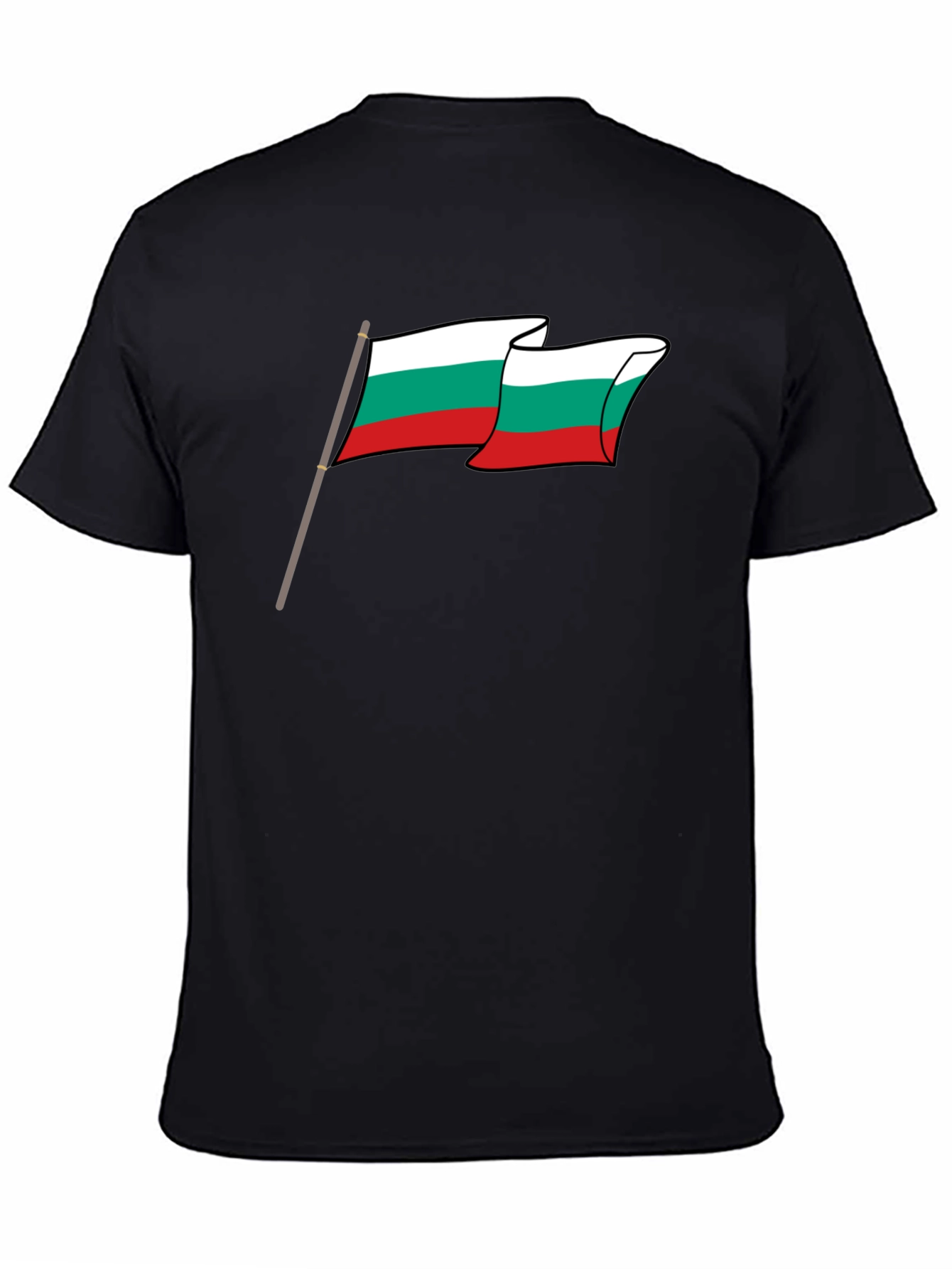 Bulgaria Flag Graphic Tee - Black Cotton T-Shirt