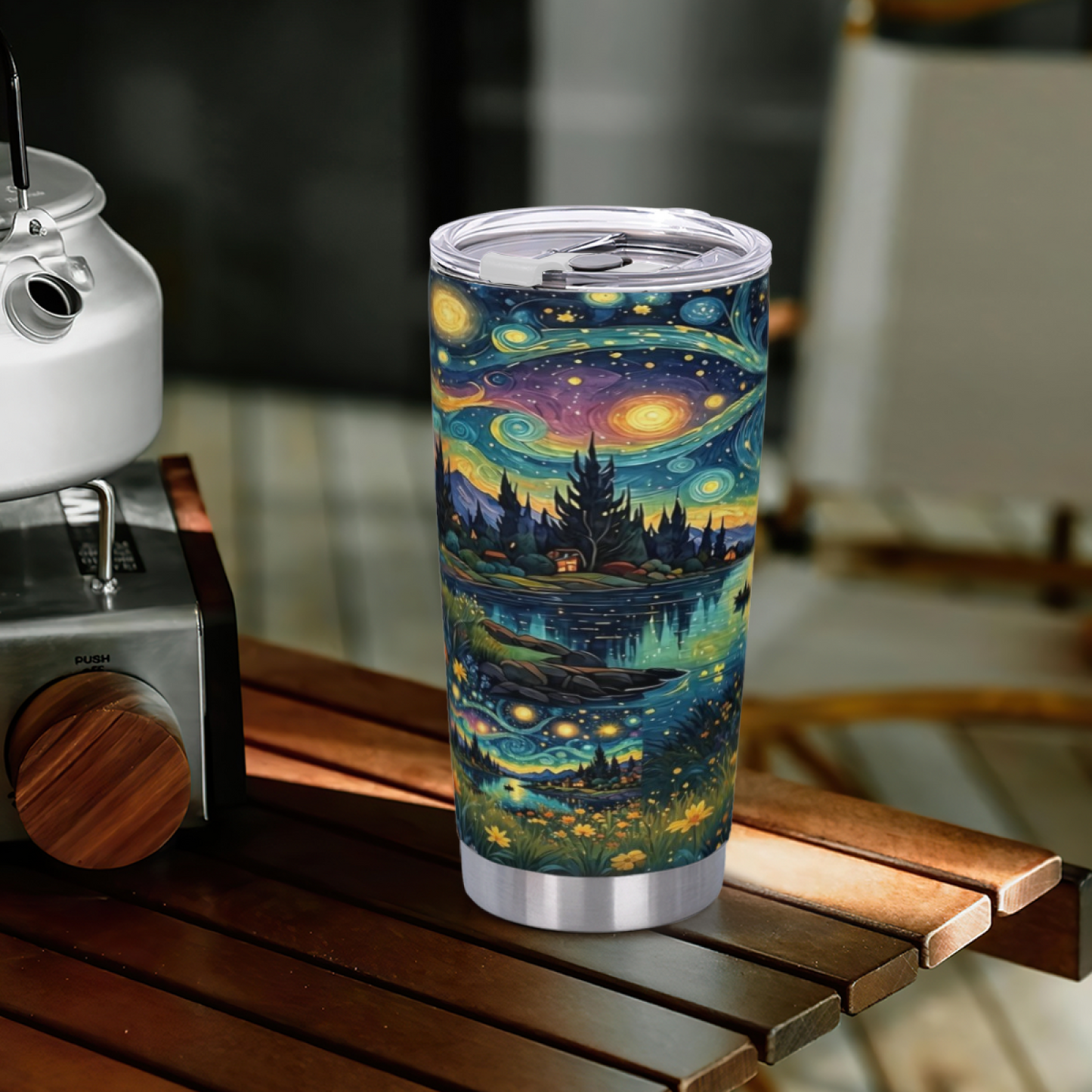 Bookish Fluffy Library Kittens Vintage Art 20oz Stainless Steel Tumbler