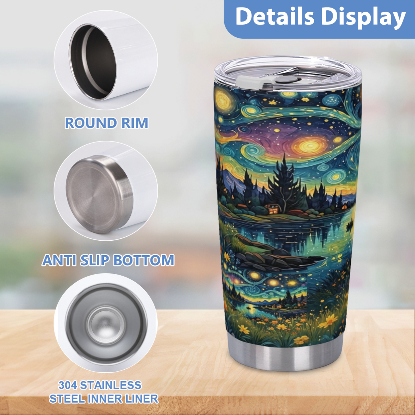 Bookish Fluffy Library Kittens Vintage Art 20oz Stainless Steel Tumbler