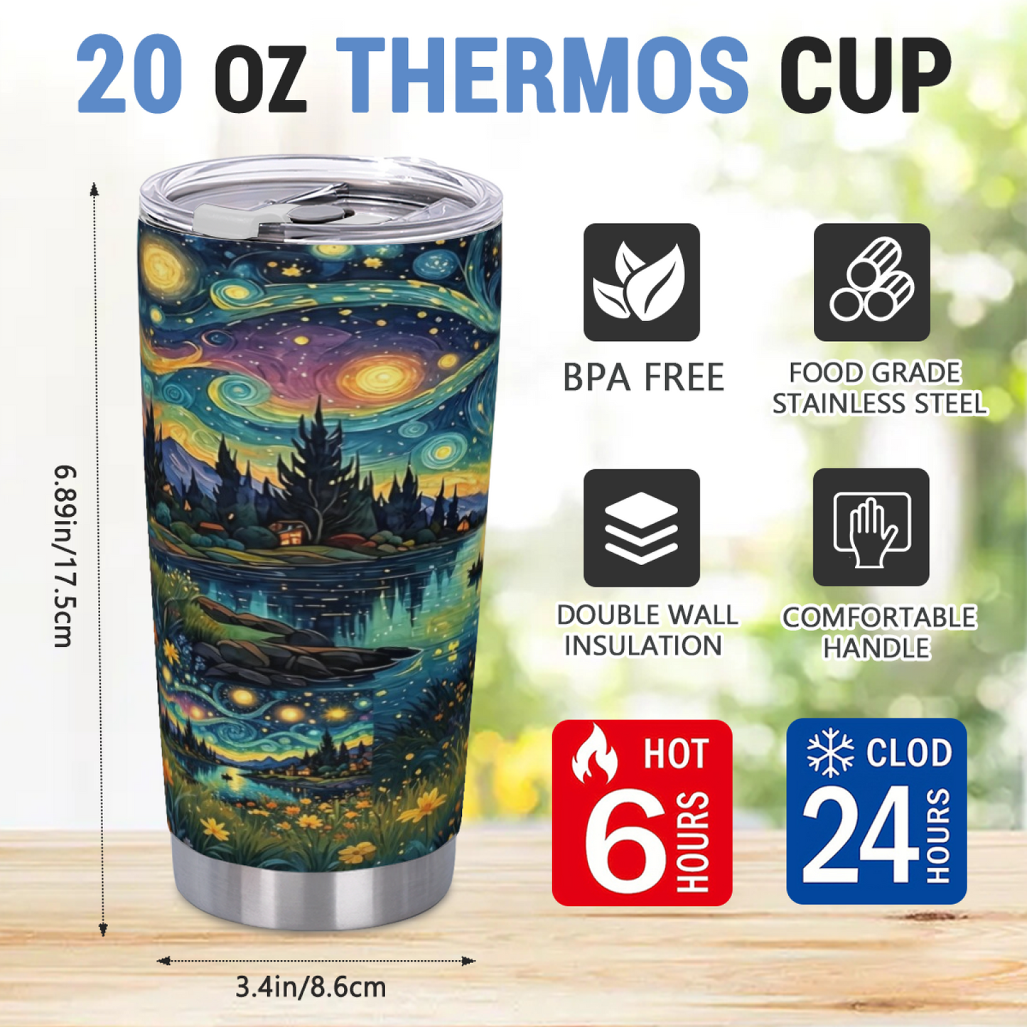 Bookish Fluffy Library Kittens Vintage Art 20oz Stainless Steel Tumbler