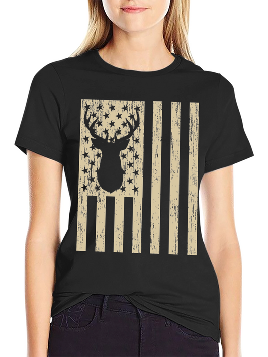 Deer American Flag T-Shirt - Patriotic Hunting Tee