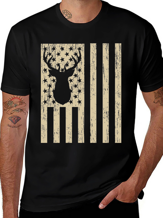 Deer American Flag T-Shirt - Patriotic Hunting Tee