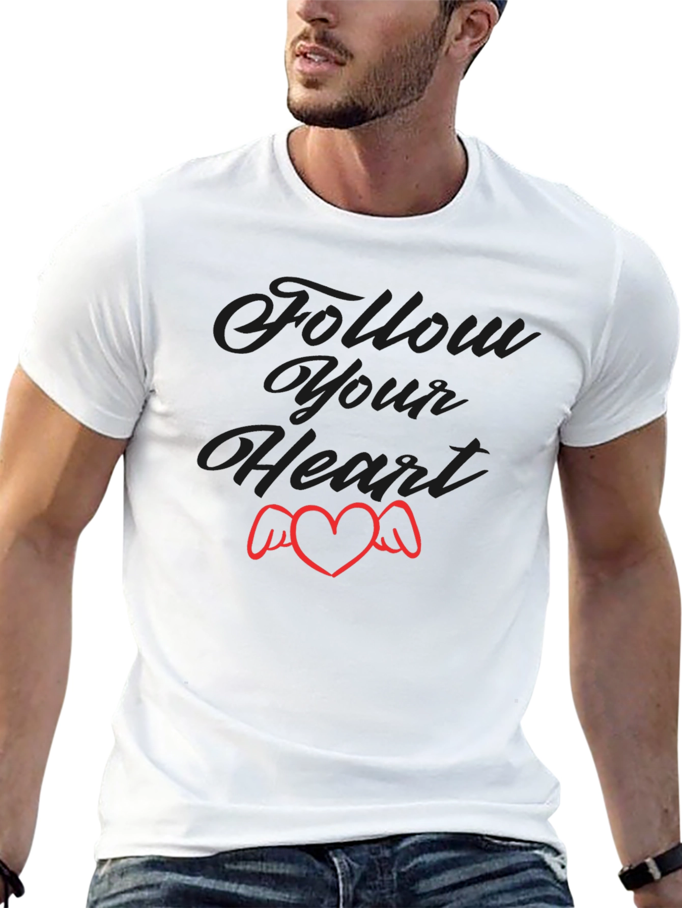 Follow Your Heart Graphic T-Shirt - Black