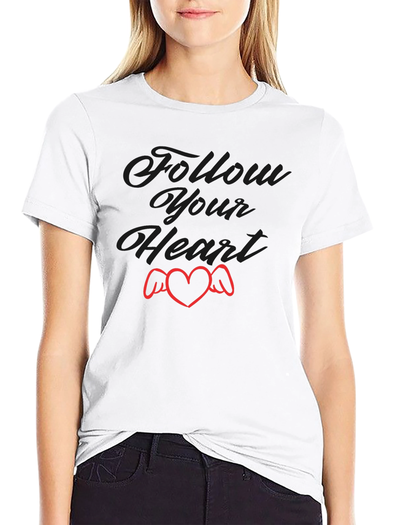 Follow Your Heart Graphic T-Shirt - Black