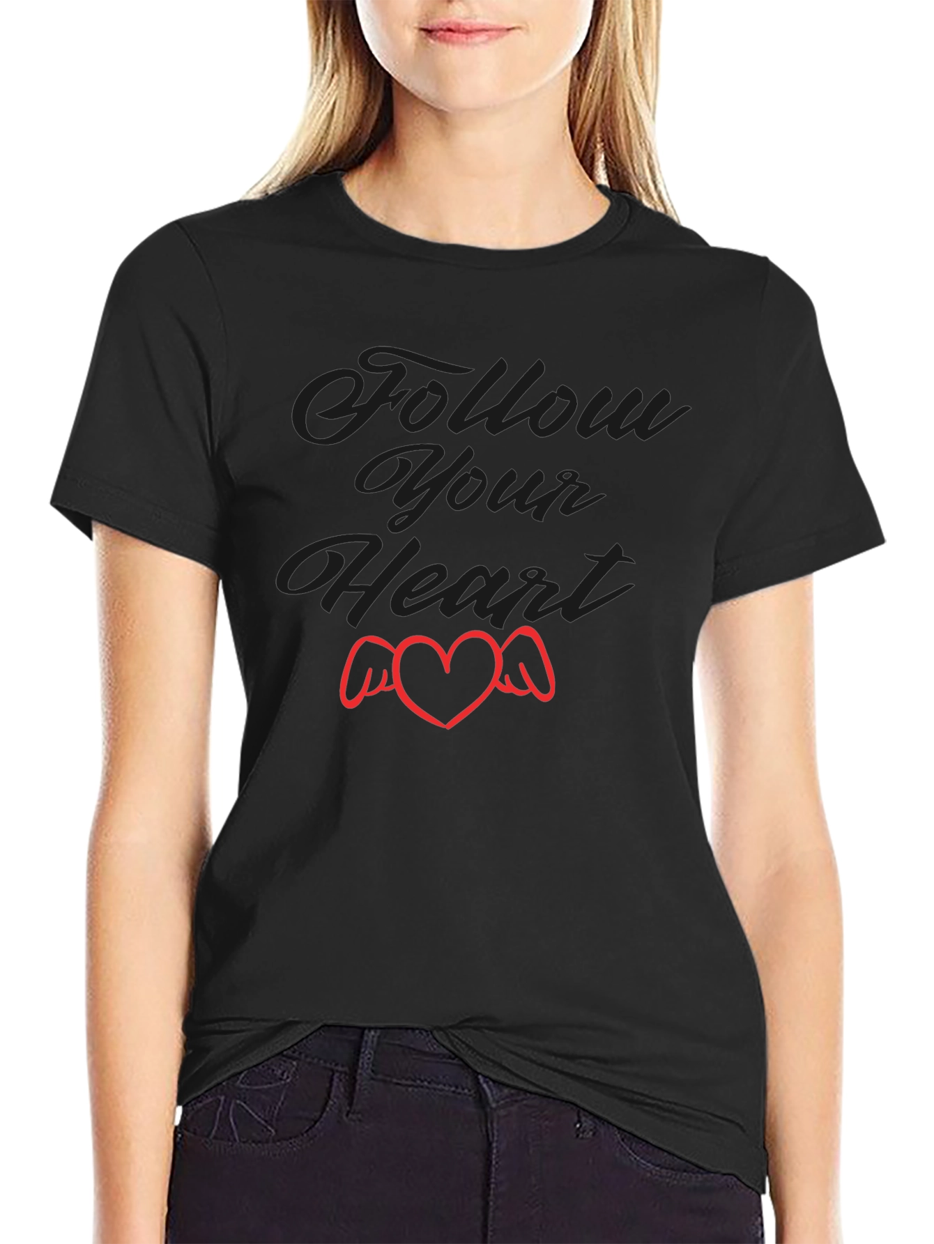 Follow Your Heart Graphic T-Shirt - Black