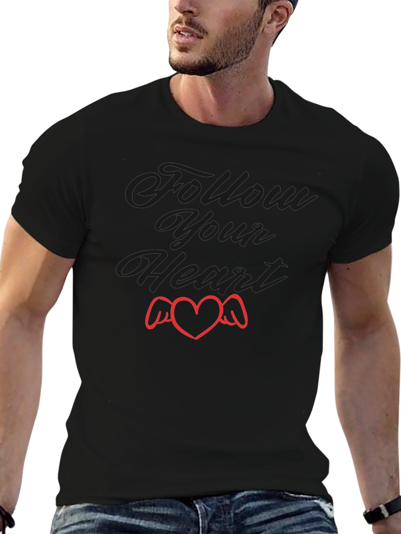 Follow Your Heart Graphic T-Shirt - Black