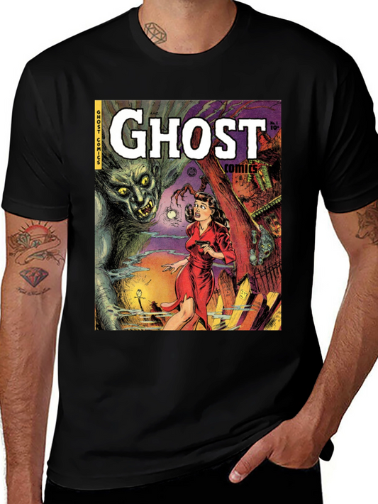 Ghost Comics Graphic Tee - Retro Horror Style