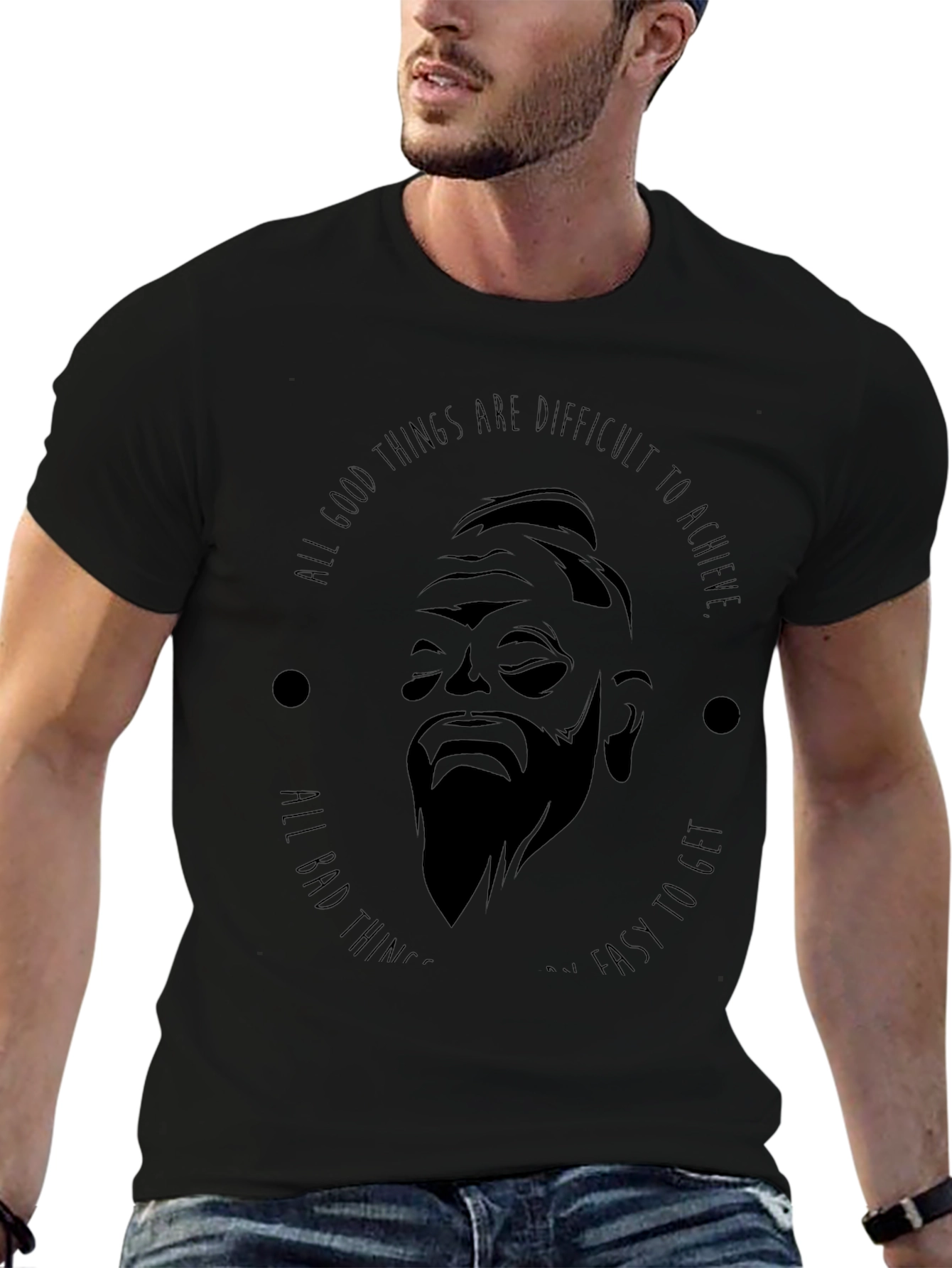 Philosophical Black T-Shirt - Achieve Goals in Style