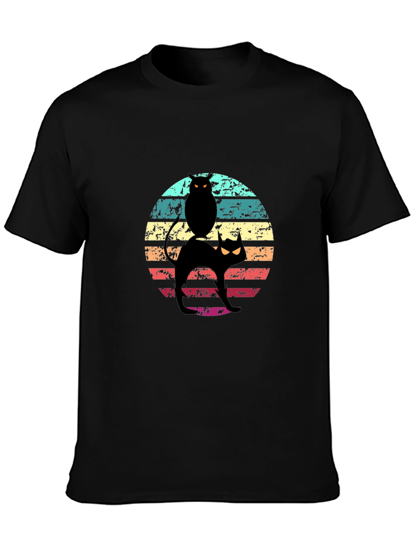 Retro Halloween Cat & Owl T-Shirt