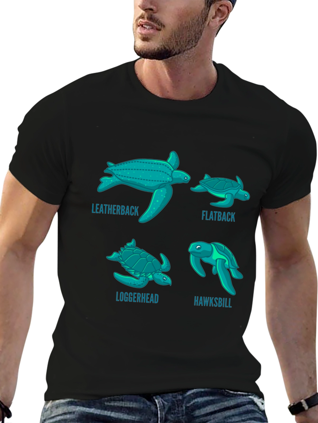 Turtle Species T-Shirt: Leatherback Flatback Loggerhead Hawksbill