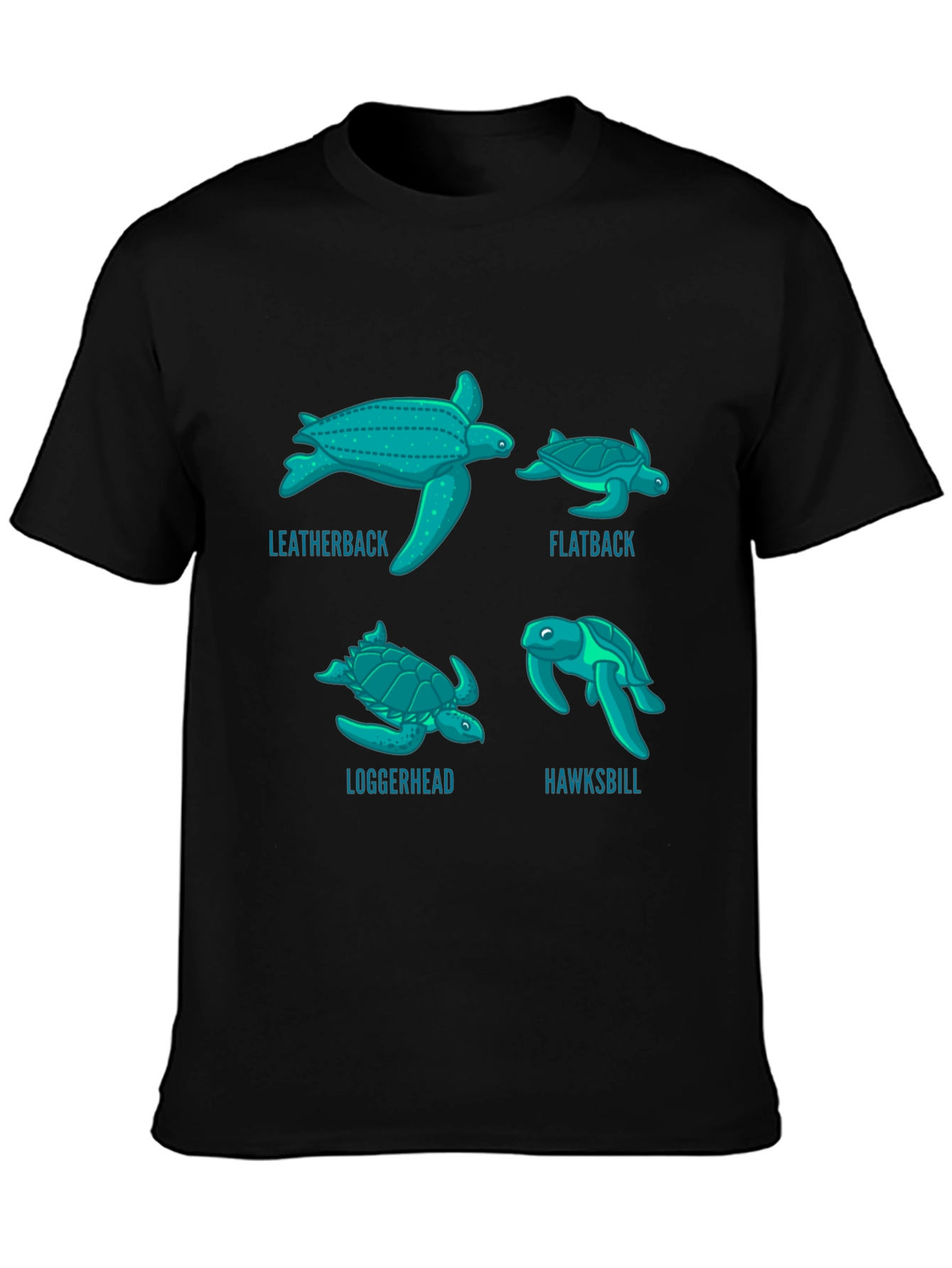 Turtle Species T-Shirt: Leatherback Flatback Loggerhead Hawksbill