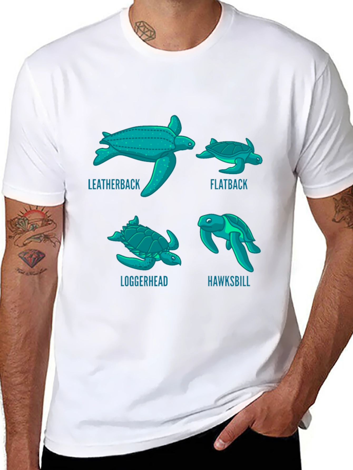 Turtle Species T-Shirt: Leatherback Flatback Loggerhead Hawksbill