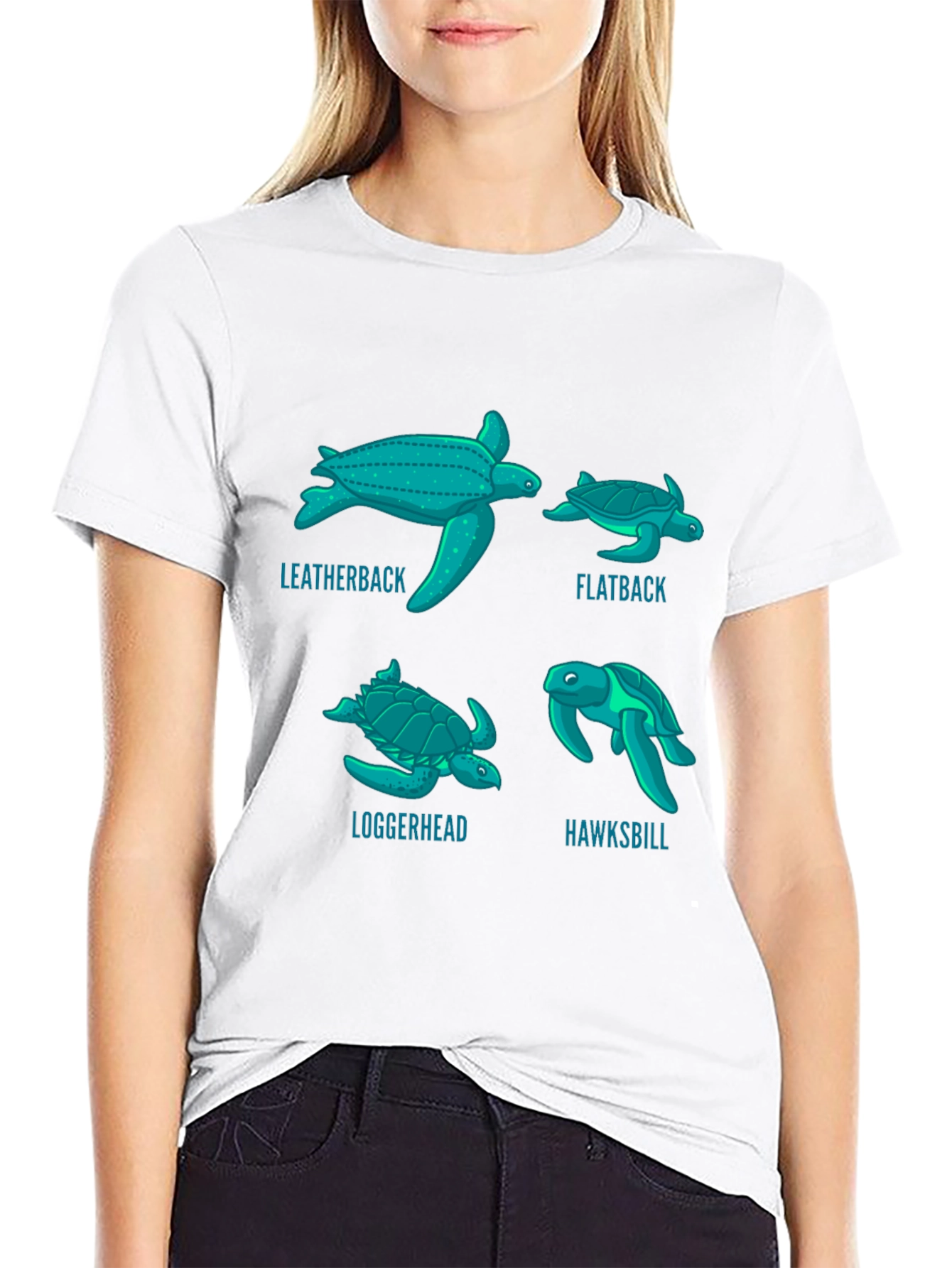 Turtle Species T-Shirt: Leatherback Flatback Loggerhead Hawksbill