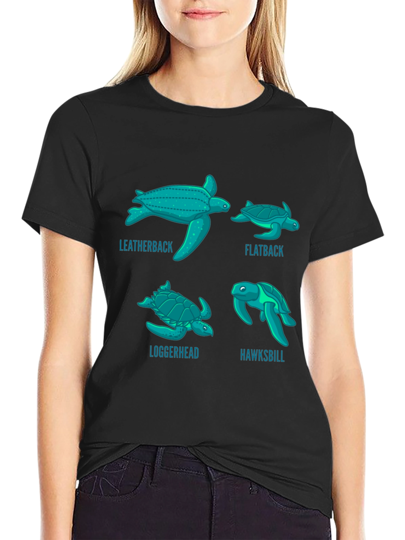 Turtle Species T-Shirt: Leatherback Flatback Loggerhead Hawksbill