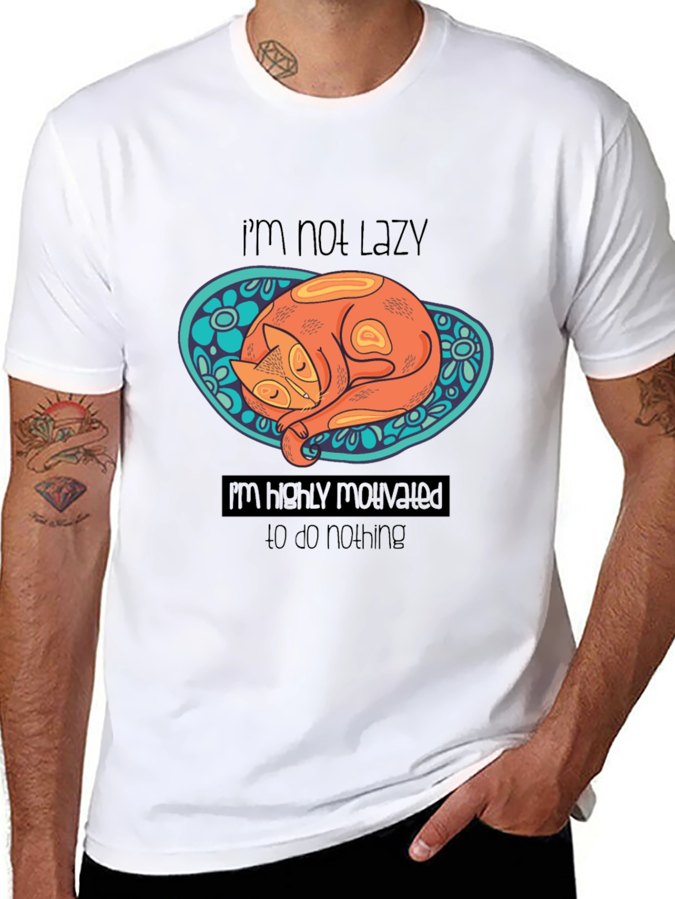Lazy Cat Graphic T-Shirt: Highly Motivated to Do Nothing