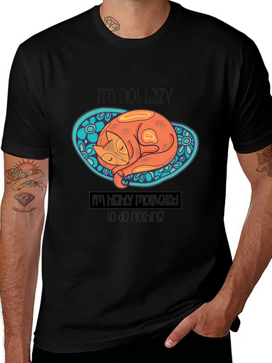 Lazy Cat Graphic T-Shirt: Highly Motivated to Do Nothing