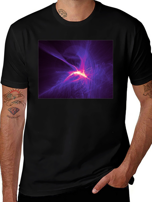 Abstract Light Burst Graphic Black T-Shirt