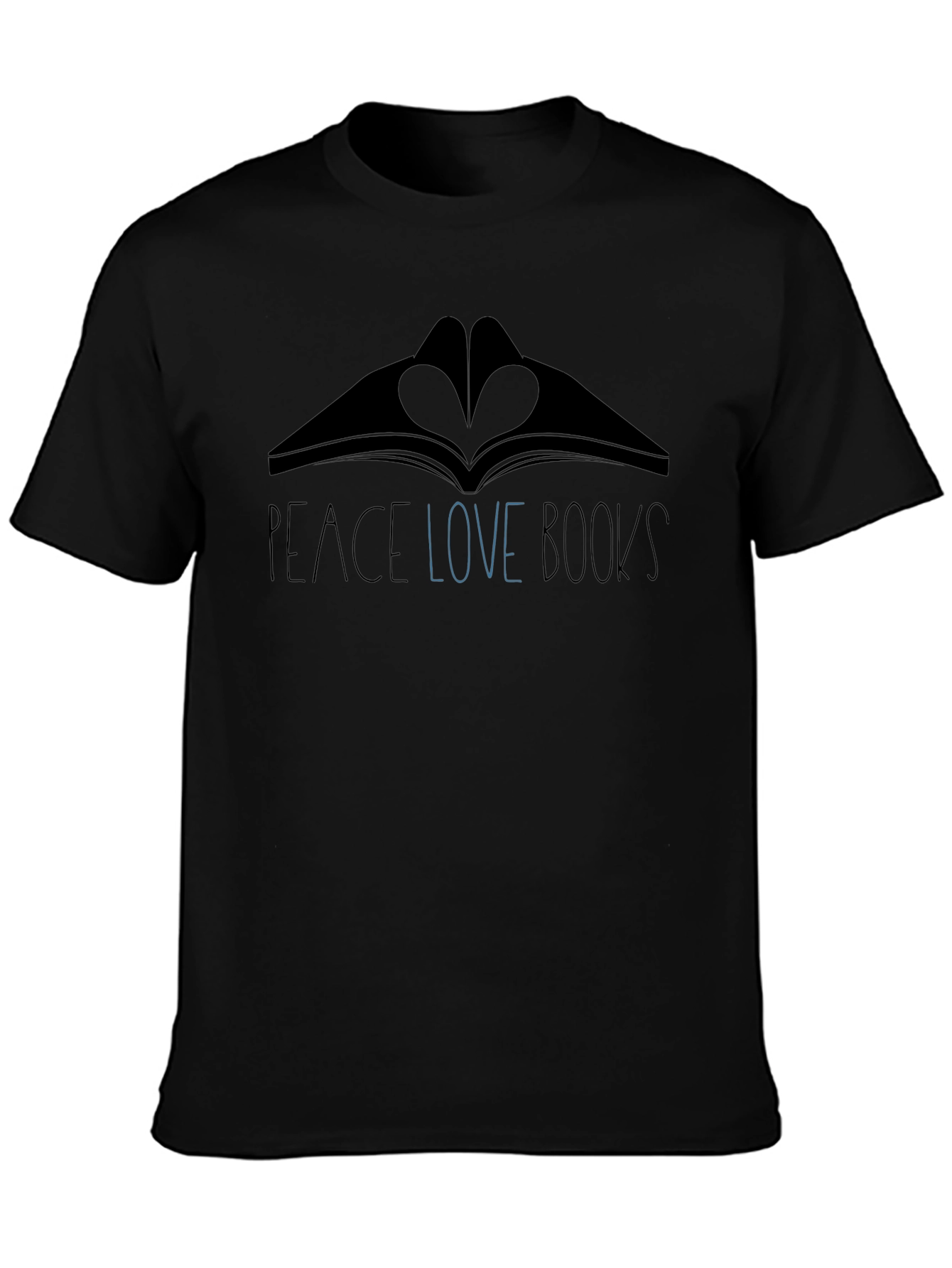 Peace Love Books Black Graphic T-Shirt