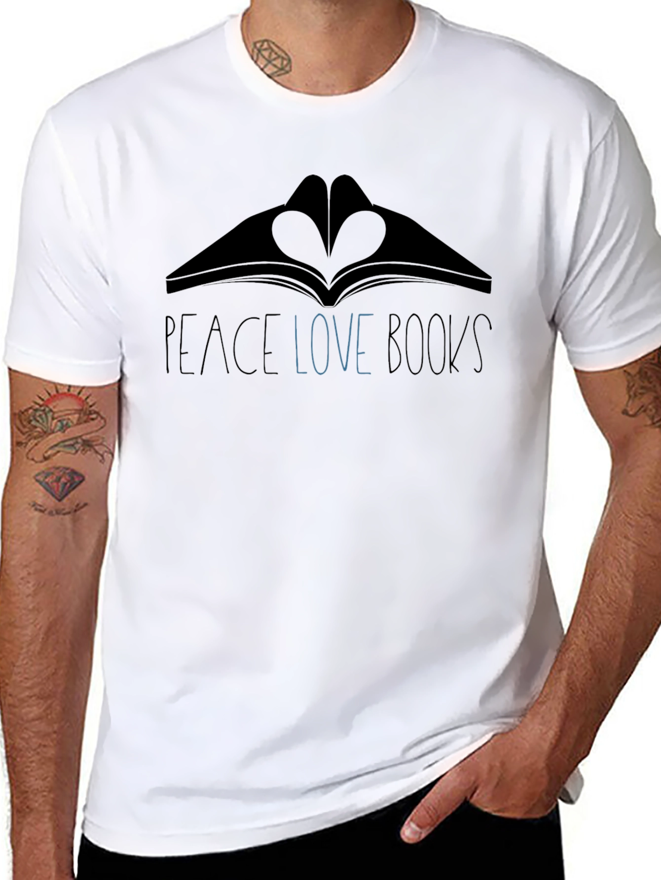 Peace Love Books Black Graphic T-Shirt